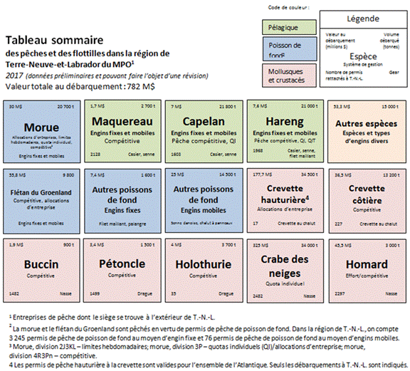 Titre: Résumé des pêches et des
    flottilles dans la région de Terre-Neuve-et-Labrador de Pêches et Océans
    Canada, 2017