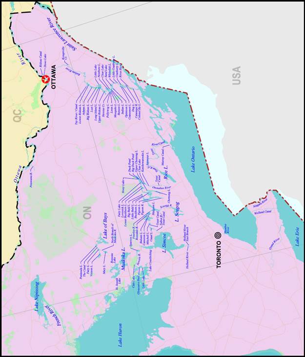 Carte en médaillon de l’Ontario